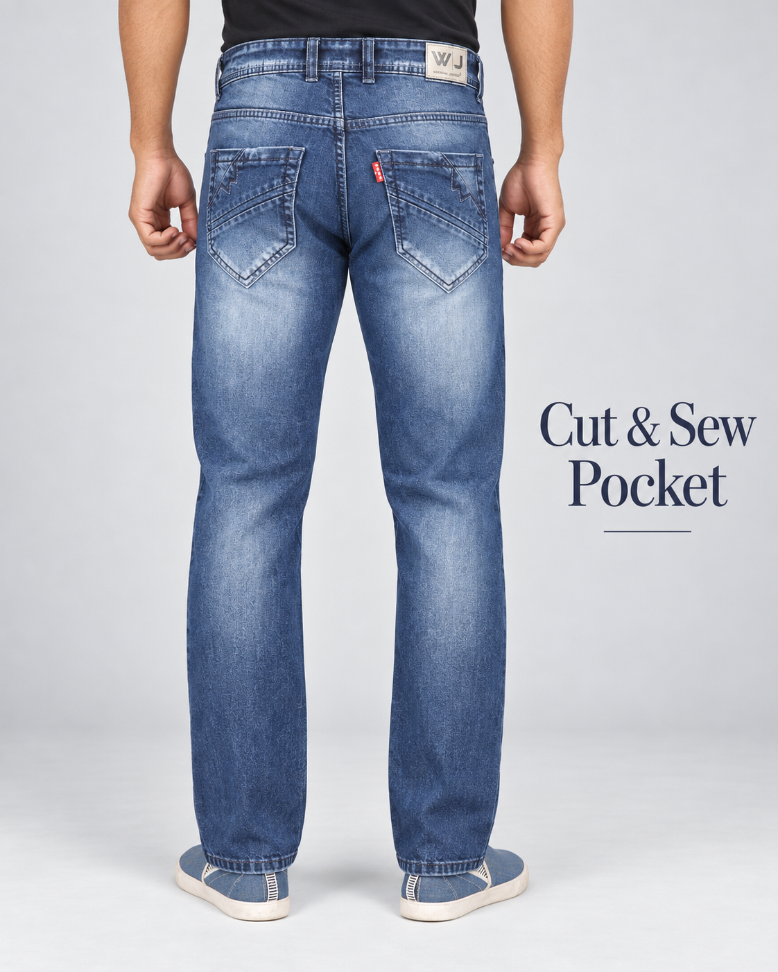 Men's Mid Blue Comfort Straight Fit Jeans — W-537 - Image 2