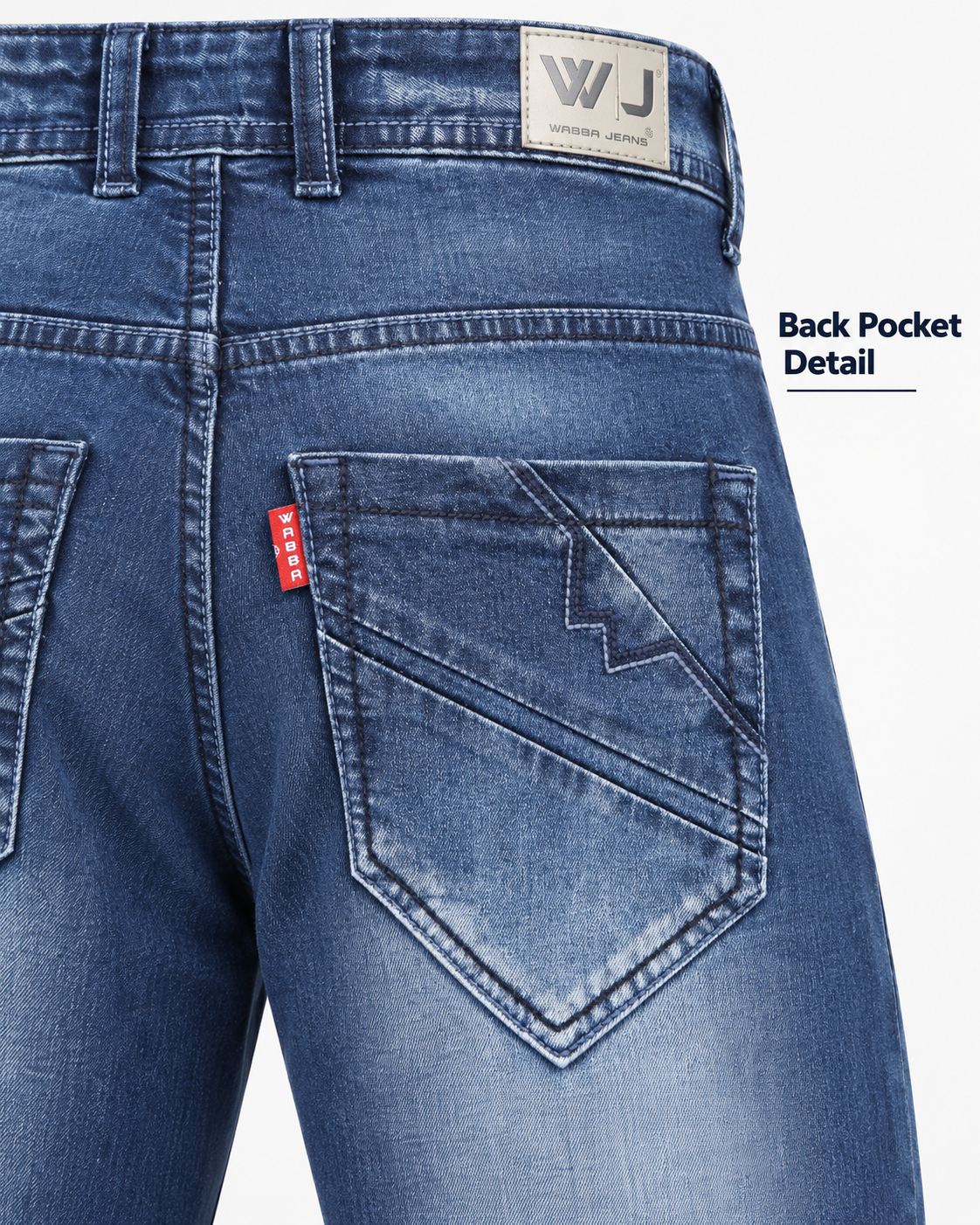 Men's Mid Blue Comfort Straight Fit Jeans — W-537 - Image 4