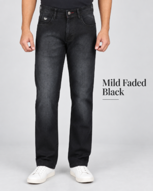Washed Black Comfort Straight Fit Jeans — W-546
