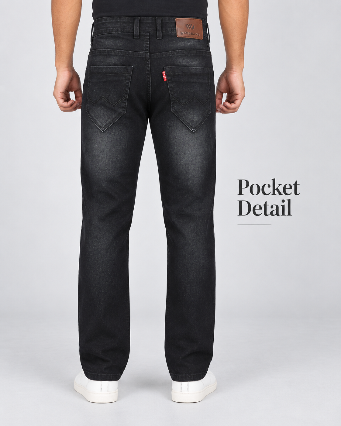 Washed Black Comfort Straight Fit Jeans — W-546 - Image 3
