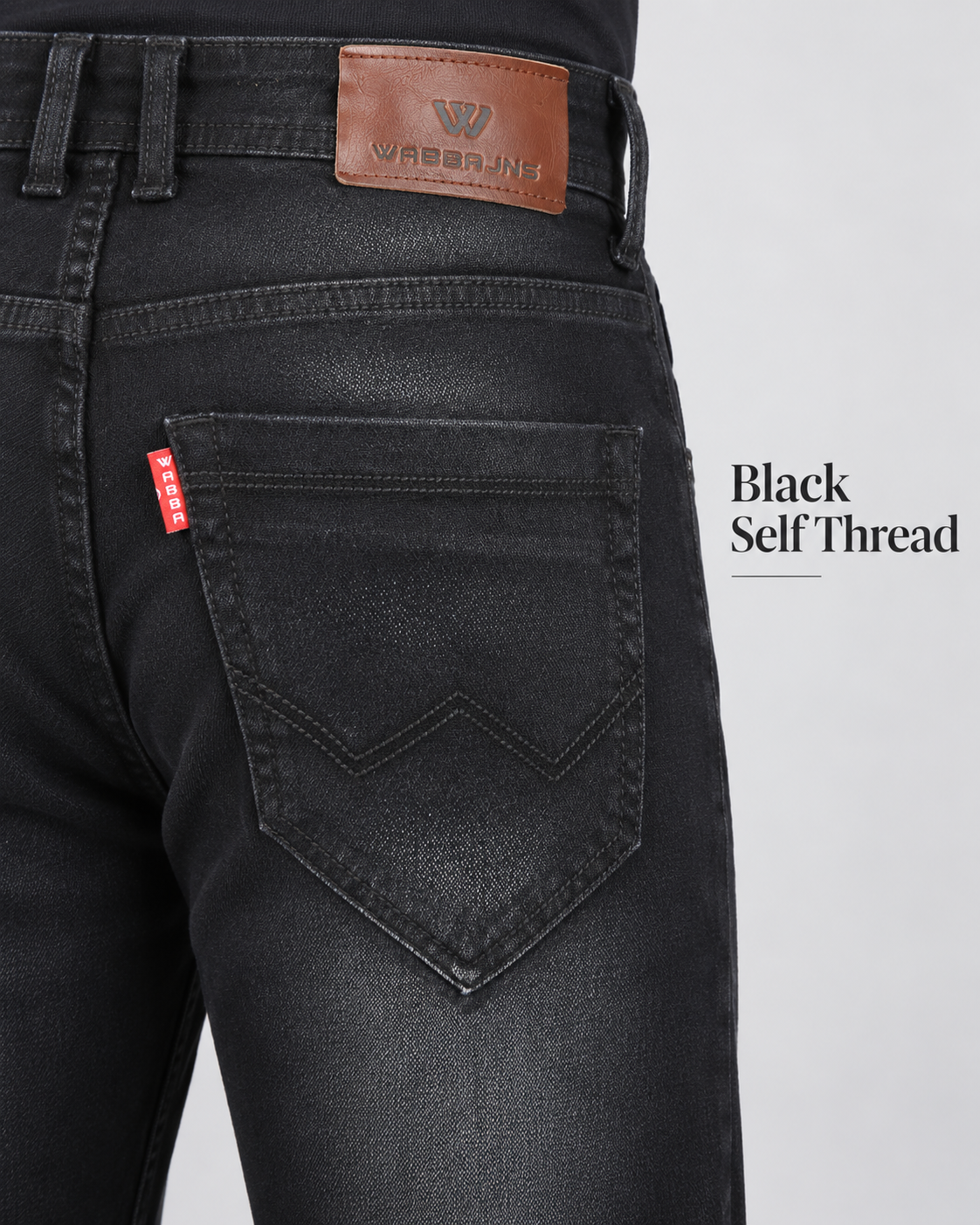 Washed Black Comfort Straight Fit Jeans — W-546 - Image 4